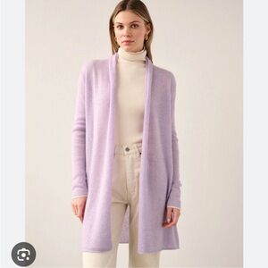 White + Warren Cashmere Trapeze Cardigan in Lilac Shadow Small